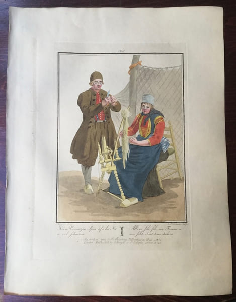 P&ecirc;cheur de l'&icirc;le de Schokland avec sa femme - "Skolandsche Visfeher, met zijne Huisvrouw". Anonyme