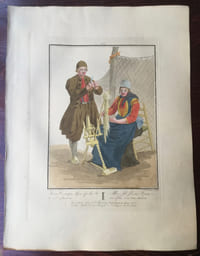 Pêcheur de l'île de Schokland avec sa femme - "Skolandsche Visfeher, met zijne Huisvrouw"