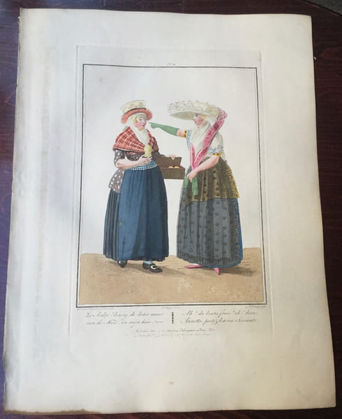 Dame et une paysanne de Frise - "Vriesehe Dame en Boerin". Anonyme
