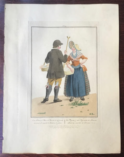 Paysan et une paysanne de l'&icirc;le de Schouwen, allant au march&eacute; - "Boer en Boerin van het eiland Schouwen, ter markt gaande". Anonyme