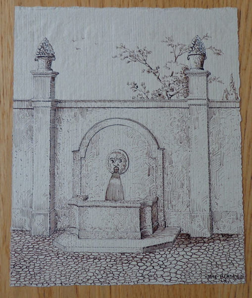Dessin original sign&eacute; d'une fontaine. . Berthold (Max)