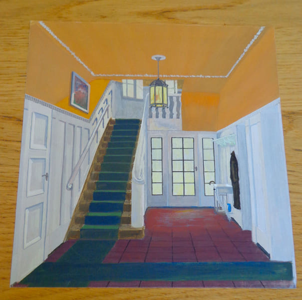 Dessin d'architecture d'int&eacute;rieur. Escalier et lustre. . Berthold (Max)