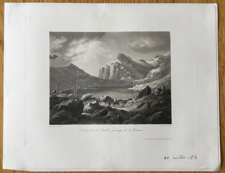 Gravure Suisse - Le lac de la Daube, passage de la Gemmi.. Buhlmann