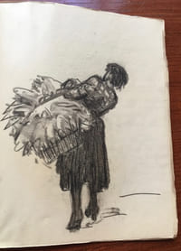 Mon village. Manuscrit. Cahier de poésies, fin XIXe, avec trois dessins.