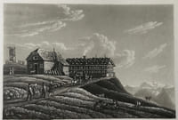 Gravure en aquatinte, Suisse : Auberge du Rigi Kulm
