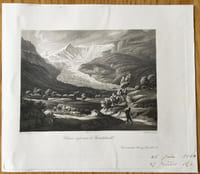 Gravure en aquatinte, Suisse : Glacier inférieur de Grindelwald