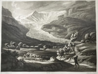Gravure en aquatinte, Suisse : Glacier inférieur de Grindelwald