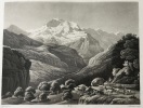 Gravure en aquatinte, Suisse : Vue de la Jungfrau dans la la Vallée de Lauterbrounnen. Anonyme