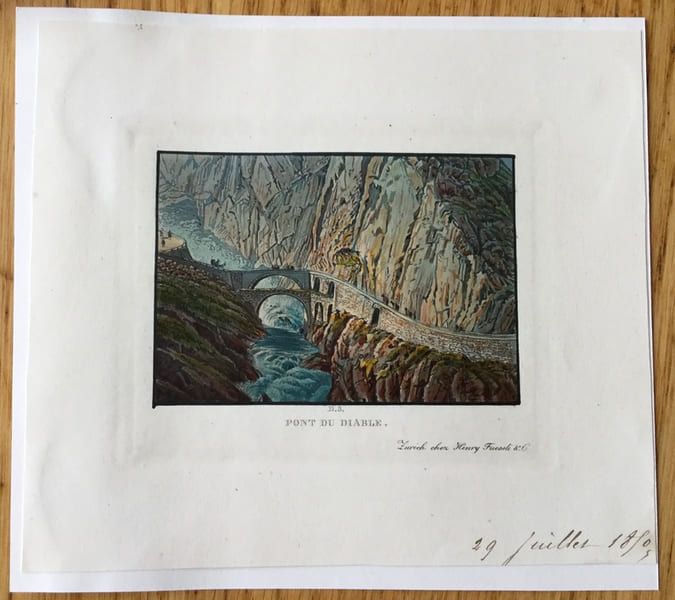 Gravure en couleurs, Suisse : Pont du Diable. Anonyme