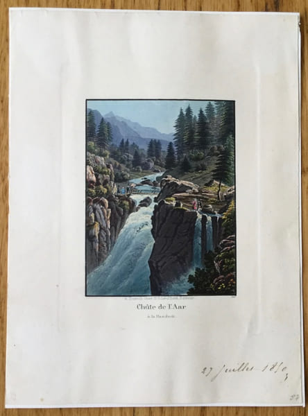 Gravure en couleurs, Suisse : Ch&ucirc;te de l'Aar &agrave; la Handeck. Anonyme