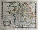 GALLIAE DIVISIO OCTAVIANA. Theatrum geographique Europae veteris. Carte de la Gaule ancienne.. Briet (Philippe)