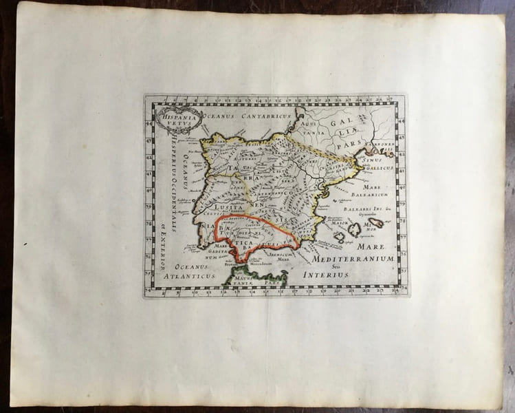 HISPANIA VETUS. Theatrum geographique Europae veteris. Carte de l'Espagne ancienne.. Briet (Philippe)