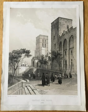 Gravure du Château des papes, Avignon, Provence, XIXe. Chapuy et Jacottet