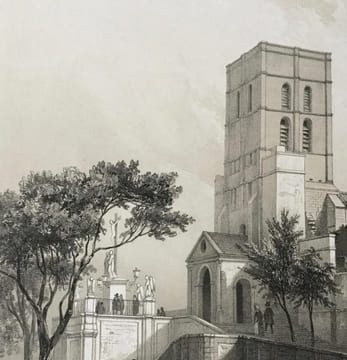 Gravure du Château des papes, Avignon, Provence, XIXe. Chapuy et Jacottet
