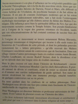 La saga théosophique. De Blavatsky à Krishnamurti.. WASHINGTON Peter,