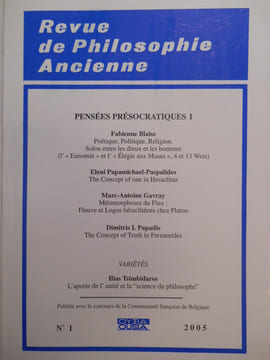 Revue de philosophie ancienne. TOME xxiii - N°1 (2005).. COLLECTIF,