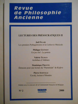 Revue de philosophie ancienne. TOME xviii - N°2 (2000).. COLLECTIF,