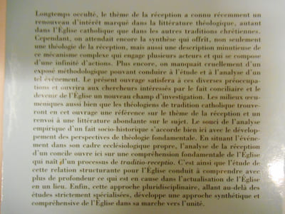 La réception d'un concile.