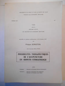 Possibilités thérapeutiques de l'acupuncture en odonto-stomatologie.