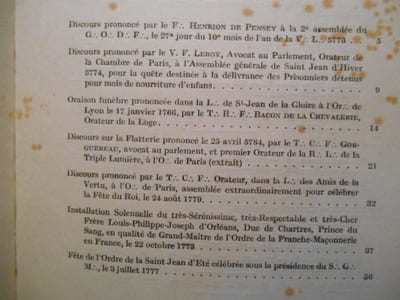 Discours et documents maç:. du xviiie siècle.