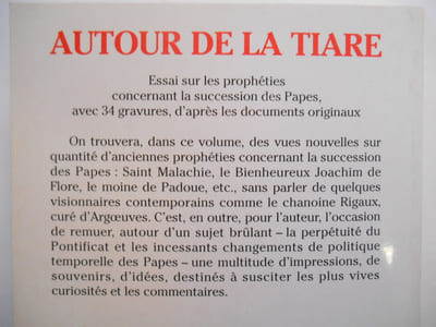 Atour de la Tiare. Essai sur les prophéties concernant la succession des PAPES du xiiie siècle à la fin des temps.