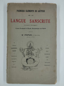 Premiers éléments de lecture de la langue sanscrite (caractères Dévanagari).