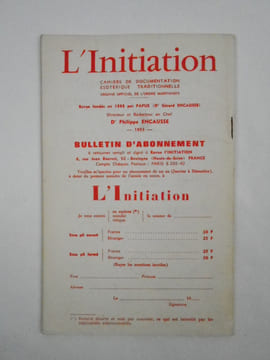 L'Initiation. Cahiers de Documentation Esotérique Traditionnelle. Revue fondée en 1888 par Papus. Nouvelle série. 46e année, n° 2 (Avril-Mai-Juin ...