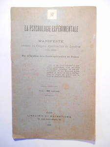 La psychologie expérimentale. Manifeste adressé au Congrès Spiritualiste de Londres (juin 1898).