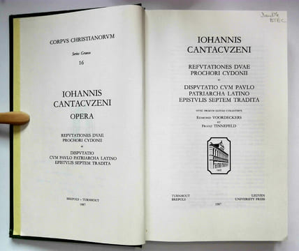Refutationes Prochori Cydonii et disputatio cum Paulo Patriarcha Latino epistulis septem tradita. (Corpus Christianorum. Séries Graeca 16 - CCSG 16).. ...