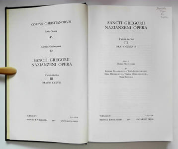 Opera: versio iberica. III: Oratio XXXVIII (Corpus Christianorum. Series Graeca 45 - CCSG 45  (CN 12)).