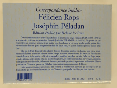 Félicien Rops Joséphin Péladan correspondance.. VEDRINE Hélène, PELADAN Joséphin, ROPS Félicien,