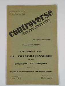 Controverse cahier libres d'études sociales n° 8 février-mars 1934. La vérité sur la Franc-Maçonnerie et les préjugés anti-maçons.