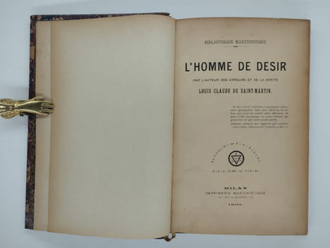 L'homme de désir par l'auteur des erreurs et de la vérité.. SAINT-MARTIN Louis Claude de,