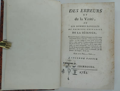 Des erreurs et de la vérité, ou les hommes rappelés au principe universel de la science.