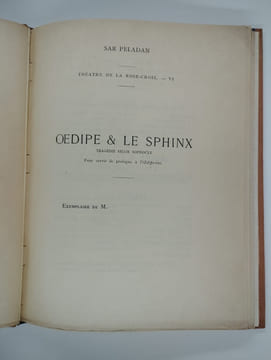 Théâtre de la Rose-Croix. - VI. dipe et le Sphinx. Tragédie selon Sophocle. Pour servir de prologue à l'Oedipe-Roi.. PELADAN Joséphin (Sâr Merodack),
