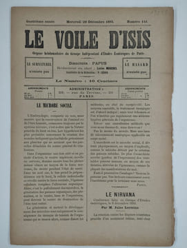Le voile d'Isis n°141. Quatrième année. Mercredi 20 décembre 1893.. PAPUS (Gérard Encausse) (ss. La dir. de),