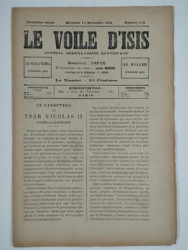 Le voile d'Isis n°178. Cinquième année. Mercredi 14 novembre 1894.. PAPUS (Gérard Encausse) (ss. La dir. de),