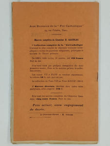 La foi catholique. Revue critique, anti-kantiste fondée en 1908 pour combattre le subjectivisme agnostique. Organe de la ligue "Dieu à sa place". union "profide et doctrina". Tome quarante-trois. Année 1929 : premier semestre. 22ème année. N° 250. Novembre 1929.
