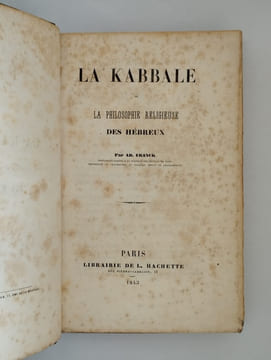 La Kabbale ou la Philosophie religieuse des Hébreux.. FRANCK Adolphe,
