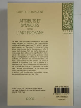 Attribut et symboles dans l'art profane. Dictionnaire d'un language perdu (1450-1600).. TERVARENT Guy de,