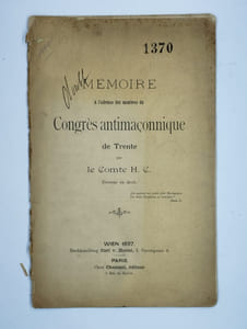 Mémoire à l'adresse des membres du congrès antimaçonnique de Trente.