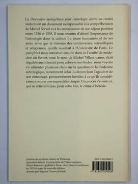 Discussion apologétique pour l'astrologie contre un certain médecin.. SERVET Michel,