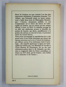 Commentaire de Henri de Linthaut, Sieur de Mont-Lion, Docteur en médecine sur le trésor des trésors de Christofle de Gamon.. LINTHAUT Henri de,