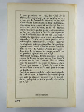 Les clefs de la philosophie spagyrique, précédé de la vie est-elle un magnétisme?. BRETON M. LE,
