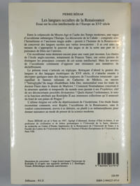Les langues occultes de la renaissance. Essai sur la crise intellectuelle de l'Europe au XVIe siècle.
