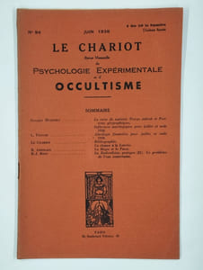 Le chariot. Revue mensuelle de psychologie expérimentale et d'occultisme. N° 94. Juin 1938. 10ème année.