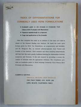 Index of differentiations for commonly used herb formulations.. HSU Hong-Yen, BENSCHOTEN M. M. Van,