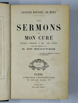 Les sermons de mon curé. Satires dédiées à MM. les curés.. ROUSSEL DE MERY Auguste,