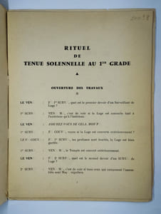 Rituel de tenue solennelle au 1er grade.