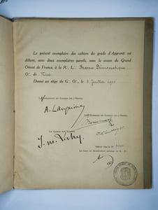 Cahier du grade d'apprenti.